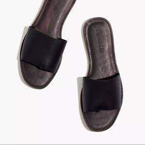 MADEWELL Boardwalk Post Slide Sandals Black Leather